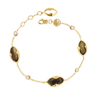 18ct gold vermeil bisous bracelet with grey mother of pearl doublet